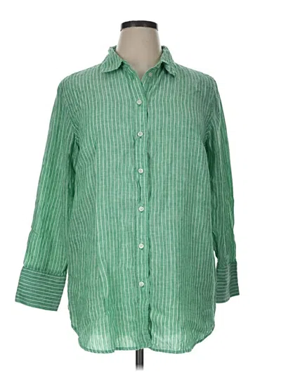 Pre-owned Talbots 3/4 Sleeve Button Down Shirt In Green