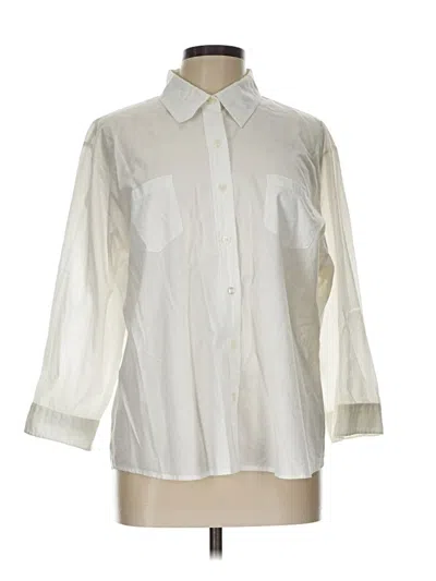 Pre-owned Talbots 3/4 Sleeve Button Down Shirt In Ivory