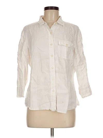Pre-owned Talbots 3/4 Sleeve Button Down Shirt In Ivory