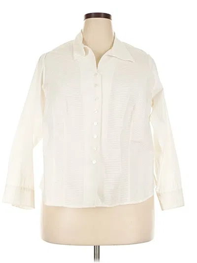Pre-owned Talbots 3/4 Sleeve Button Down Shirt In Ivory