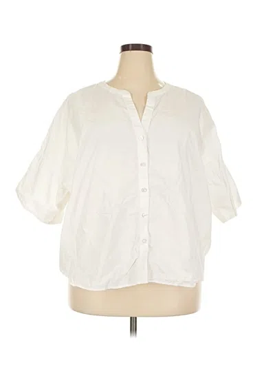 Pre-owned Talbots 3/4 Sleeve Button Down Shirt In Ivory