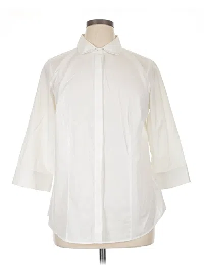 Pre-owned Talbots 3/4 Sleeve Button Down Shirt In Ivory