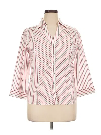 Pre-owned Talbots 3/4 Sleeve Button Down Shirt In Ivory