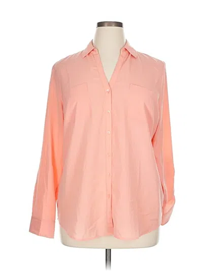 Pre-owned Talbots 3/4 Sleeve Button Down Shirt In Orange