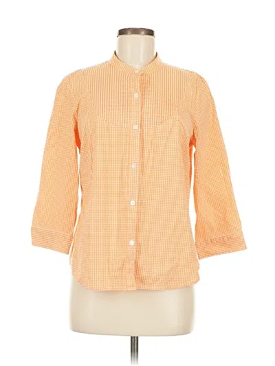 Pre-owned Talbots 3/4 Sleeve Button Down Shirt In Orange