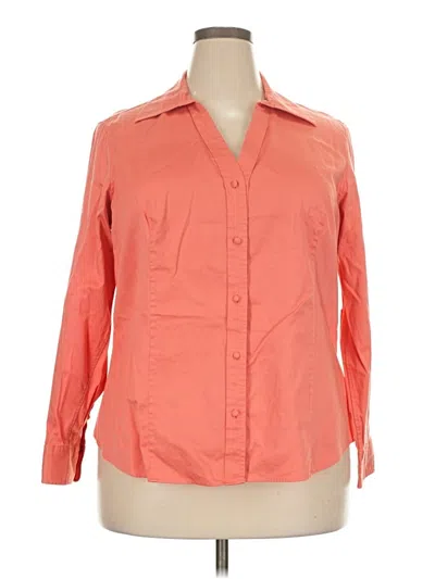 Pre-owned Talbots 3/4 Sleeve Button Down Shirt In Orange