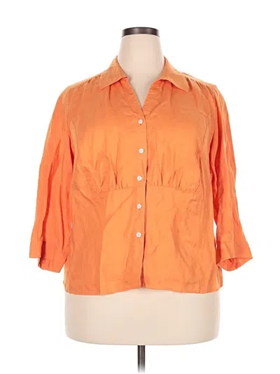 Pre-owned Talbots 3/4 Sleeve Button Down Shirt In Orange