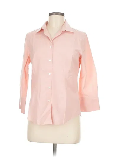 Pre-owned Talbots 3/4 Sleeve Button Down Shirt In Pink