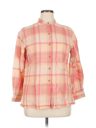 Pre-owned Talbots 3/4 Sleeve Button Down Shirt In Pink