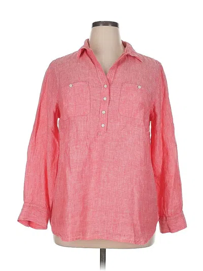 Pre-owned Talbots 3/4 Sleeve Button Down Shirt In Pink