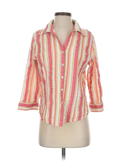 Pre-owned Talbots 3/4 Sleeve Button Down Shirt In Pink