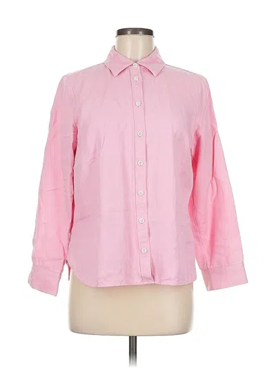 Pre-owned Talbots 3/4 Sleeve Button Down Shirt In Pink