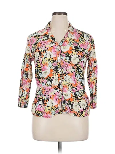 Pre-owned Talbots 3/4 Sleeve Button Down Shirt In Pink