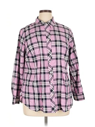Pre-owned Talbots 3/4 Sleeve Button Down Shirt In Pink