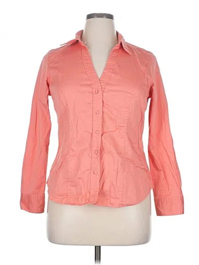 Pre-owned Talbots 3/4 Sleeve Button Down Shirt In Pink