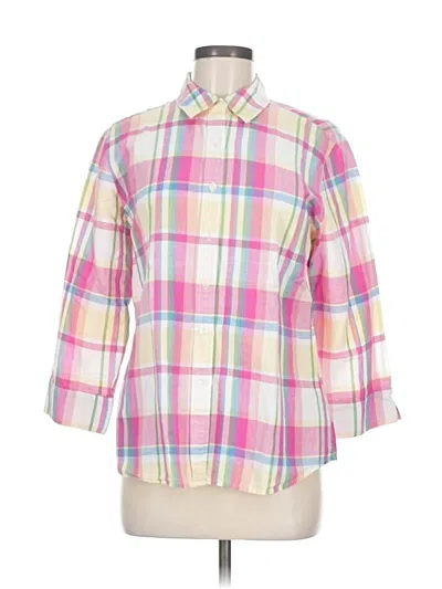 Pre-owned Talbots 3/4 Sleeve Button Down Shirt In Pink