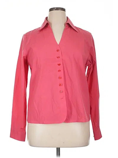 Pre-owned Talbots 3/4 Sleeve Button Down Shirt In Pink