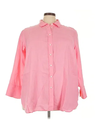 Pre-owned Talbots 3/4 Sleeve Button Down Shirt In Pink