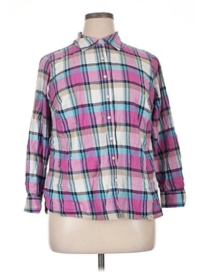 Pre-owned Talbots 3/4 Sleeve Button Down Shirt In Pink