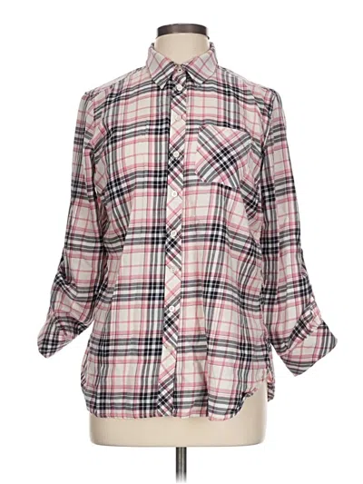 Pre-owned Talbots 3/4 Sleeve Button Down Shirt In Pink