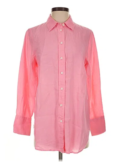 Pre-owned Talbots 3/4 Sleeve Button Down Shirt In Pink