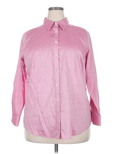 Pre-owned Talbots 3/4 Sleeve Button Down Shirt In Pink