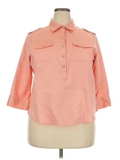 Pre-owned Talbots 3/4 Sleeve Button Down Shirt In Pink