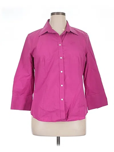 Pre-owned Talbots 3/4 Sleeve Button Down Shirt In Pink