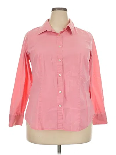 Pre-owned Talbots 3/4 Sleeve Button Down Shirt In Pink
