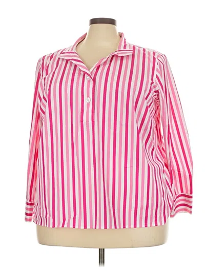 Pre-owned Talbots 3/4 Sleeve Button Down Shirt In Pink