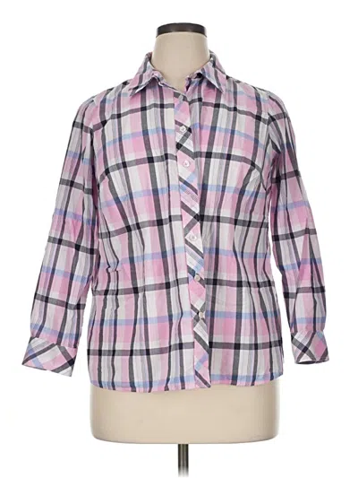 Pre-owned Talbots 3/4 Sleeve Button Down Shirt In Pink