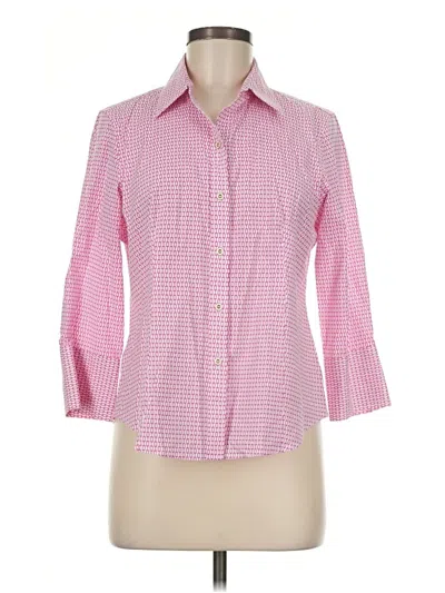 Pre-owned Talbots 3/4 Sleeve Button Down Shirt In Pink
