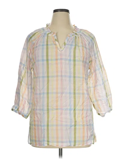 Pre-owned Talbots 3/4 Sleeve Button Down Shirt In Pink