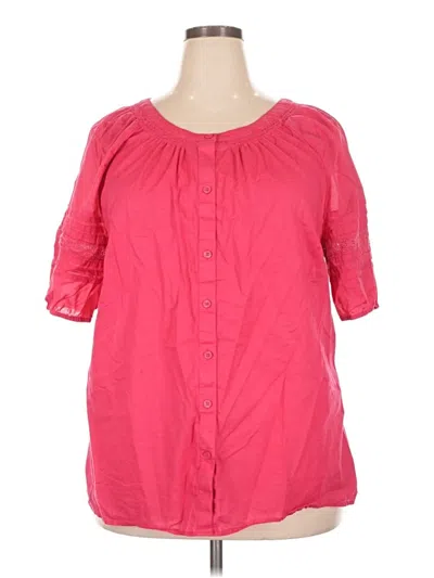 Pre-owned Talbots 3/4 Sleeve Button Down Shirt In Pink