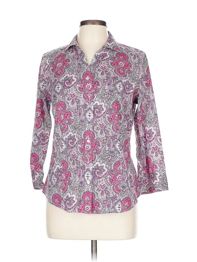 Pre-owned Talbots 3/4 Sleeve Button Down Shirt In Purple