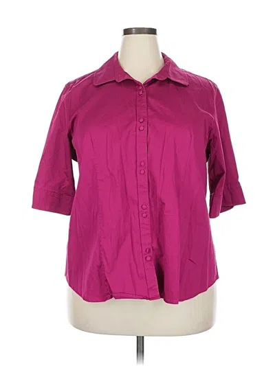 Pre-owned Talbots 3/4 Sleeve Button Down Shirt In Purple