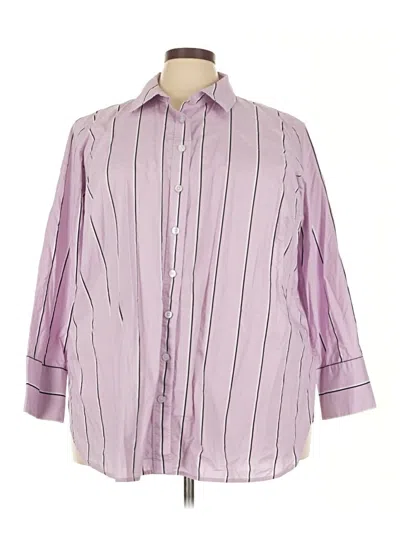 Pre-owned Talbots 3/4 Sleeve Button Down Shirt In Purple