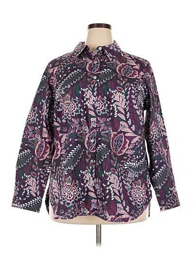 Pre-owned Talbots 3/4 Sleeve Button Down Shirt In Purple
