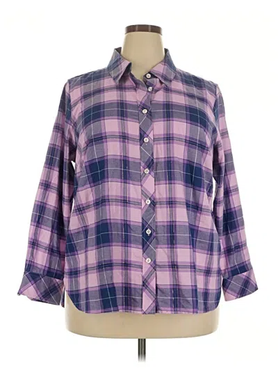 Pre-owned Talbots 3/4 Sleeve Button Down Shirt In Purple