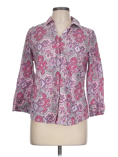 Pre-owned Talbots 3/4 Sleeve Button Down Shirt In Purple
