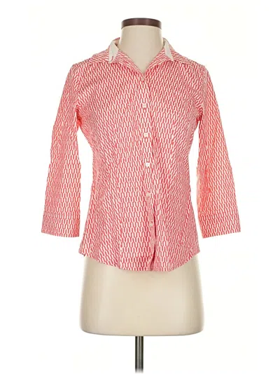 Pre-owned Talbots 3/4 Sleeve Button Down Shirt In Red