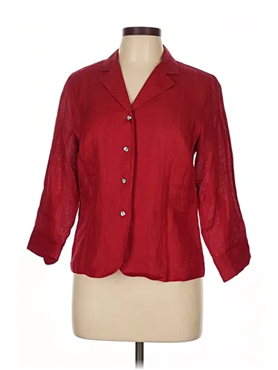 Pre-owned Talbots 3/4 Sleeve Button Down Shirt In Red