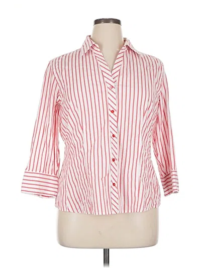 Pre-owned Talbots 3/4 Sleeve Button Down Shirt In Red