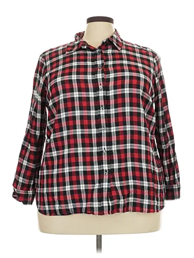 Pre-owned Talbots 3/4 Sleeve Button Down Shirt In Red