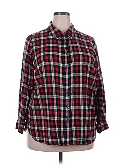 Pre-owned Talbots 3/4 Sleeve Button Down Shirt In Red