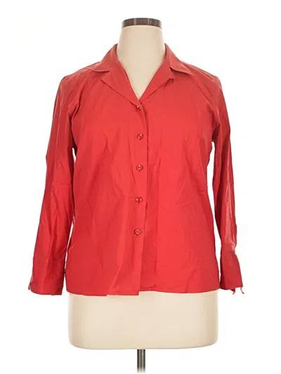 Pre-owned Talbots 3/4 Sleeve Button Down Shirt In Red