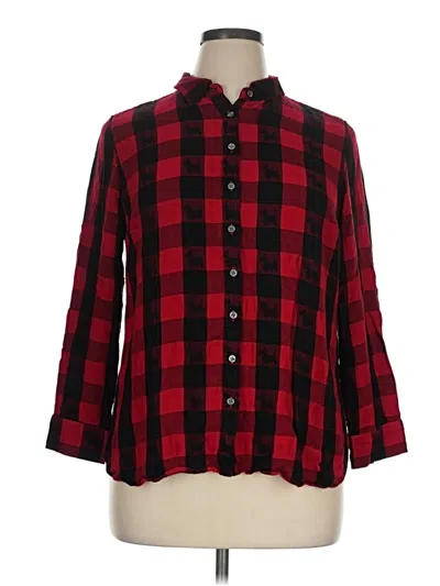 Pre-owned Talbots 3/4 Sleeve Button Down Shirt In Red