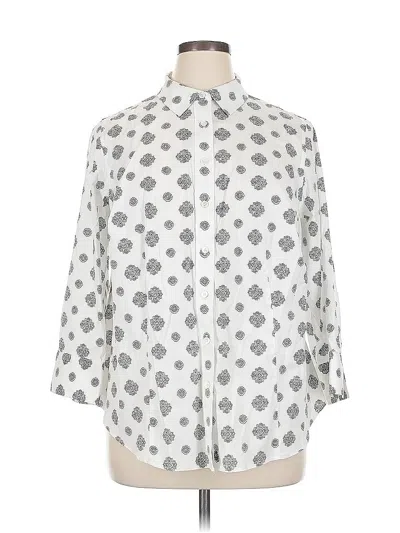 Pre-owned Talbots 3/4 Sleeve Button Down Shirt In Silver