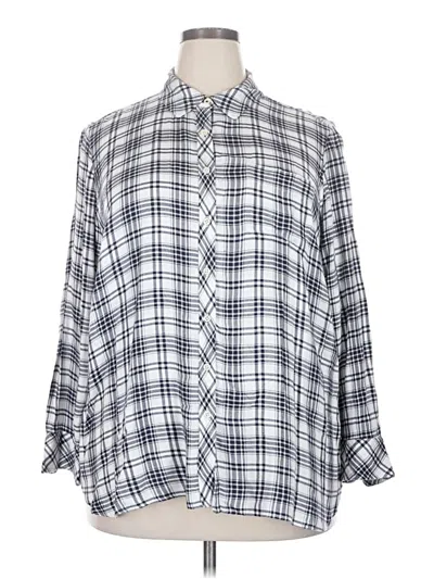 Pre-owned Talbots 3/4 Sleeve Button Down Shirt In Silver