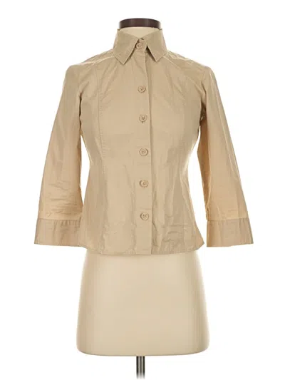 Pre-owned Talbots 3/4 Sleeve Button Down Shirt In Tan